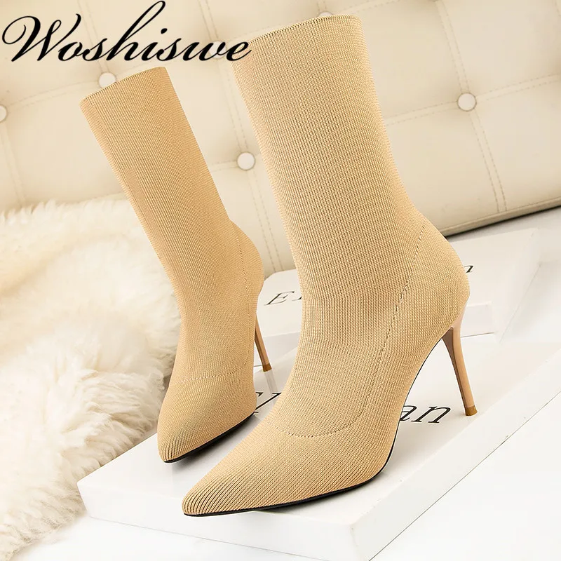 WOSHISWE/Женская обувь новые ботинки на высоком каблуке с острым носком в