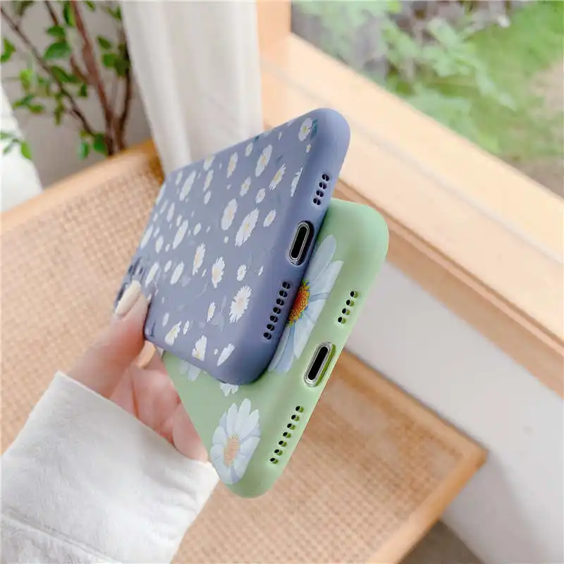Fashion Daisy Flower Phone Case For OPPO A9 A5 2020 Reno 3 4 Pro Find X2 Pro A52 A92S R17 A72 Luxury Soft TPU Cover Cases coque