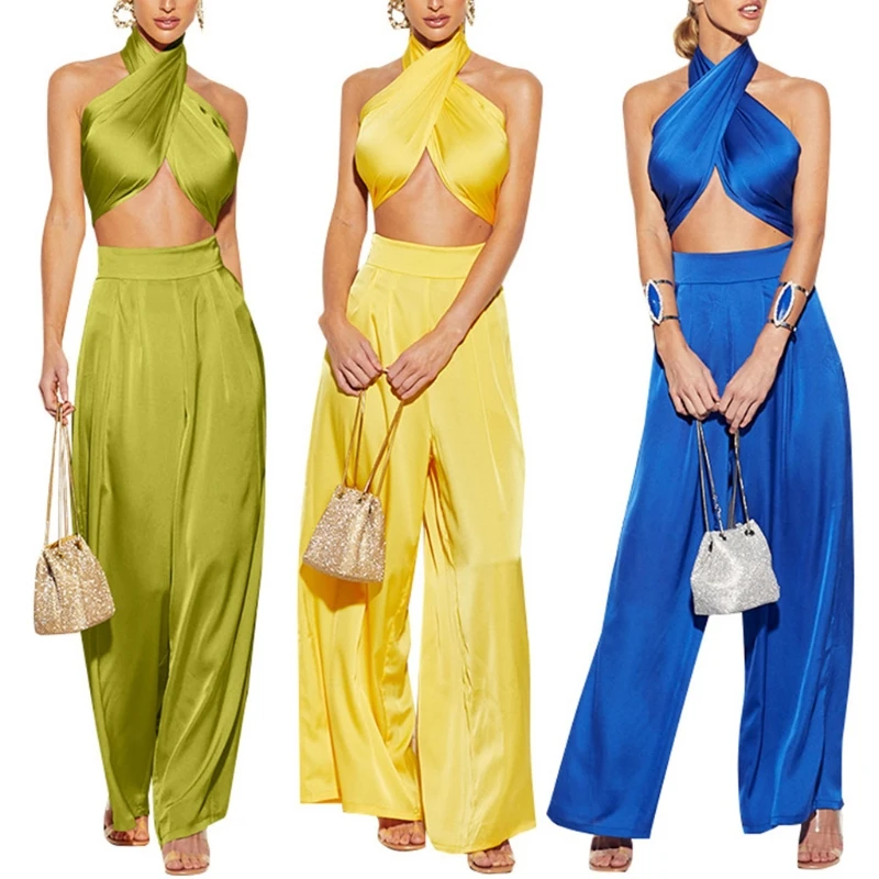 Women Sexy 2pcs Satin Outfit Chest Wrapped Crop Top High Waist Wide Leg Pants
Women Sexy 2pcs Satin Outfit Chest Wrapped Crop Top High Waist Wide Leg Pants