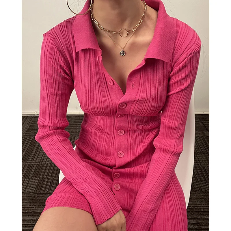 Women Sexy Sweater Dress Turndown-Collar Long Sleeves Elastic Pencil Dress Autumn Button Bodycon Stripe knitted Dress
Women Sexy Sweater Dress Turndown-Collar Long Sleeves Elastic Pencil Dress Autumn Button Bodycon Stripe knitted Dress