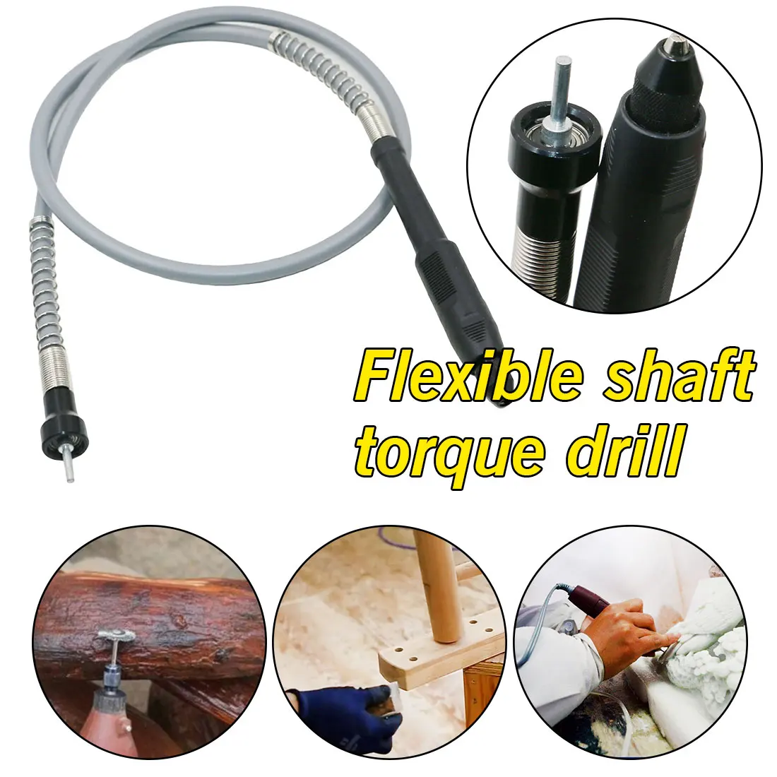 Universal 895mm Aluminum Flexible Flex Shaft with Keyless Chuck 1/8"(3.175mm) Connector Fit all Electric Grinder Rotary Tool
Universal 895mm Aluminum Flexible Flex Shaft with Keyless Chuck 1/8"(3.175mm) Connector Fit all Electric Grinder Rotary Tool