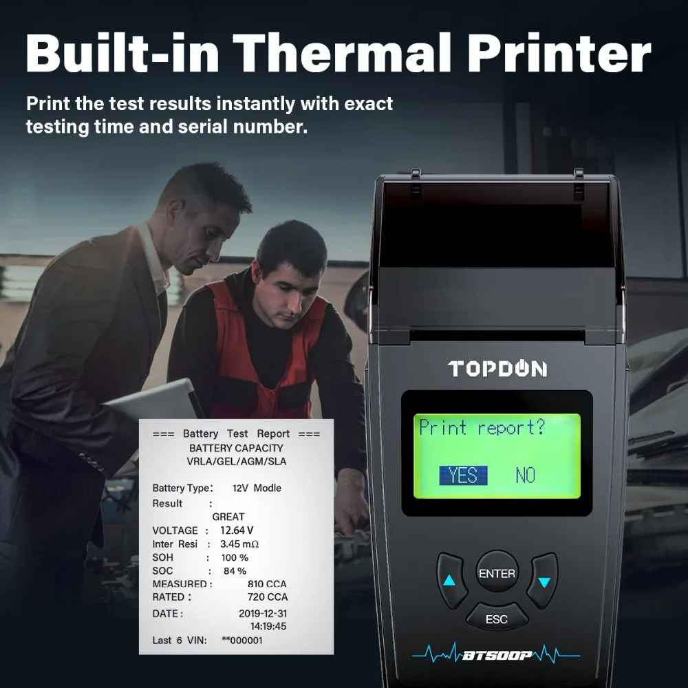 TOPDON BT500P 12V 24V Car Battery Tester 100-2000CCA Battery Analyzer Tester for Cars Trucks Cranking Charging Test Repair Tools
TOPDON BT500P 12V 24V Car Battery Tester 100-2000CCA Battery Analyzer Tester for Cars Trucks Cranking Charging Test Repair Tools