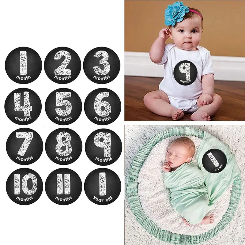 1-12 Months Baby Monthly Stickers Newborn First Year Age & Growth Tracking Stickers Shower Registry Gift & Scrapbook Photo