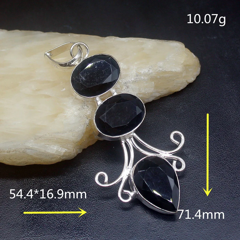 Gemstonefactory Jewelry Big Promotion 925 Silver Fancy Unique Black Onyx Women Ladies Gifts Necklace Pendant 0889