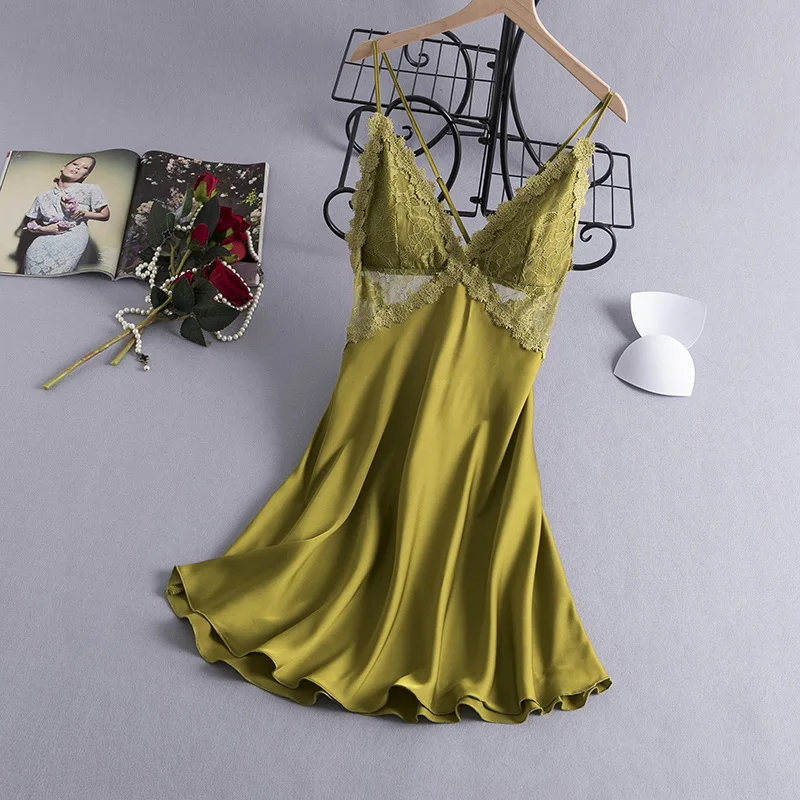 Summer Women Suspender Nightdress Sleepwear Sexy Patchwork Lace Nightdress Nightwear Silk Satin Sleepshirt Home Dressing Gown
Summer Women Suspender Nightdress Sleepwear Sexy Patchwork Lace Nightdress Nightwear Silk Satin Sleepshirt Home Dressing Gown