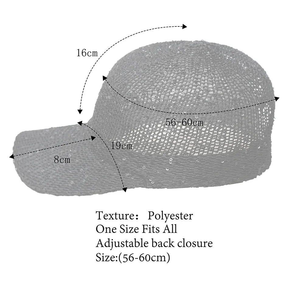 Fashion Casual Shiny Baseball Cap Women's Sequin Knitted Outdoor Hat Women's Solid Breathable Shade Baseball Hat
Fashion Casual Shiny Baseball Cap Women's Sequin Knitted Outdoor Hat Women's Solid Breathable Shade Baseball Hat
