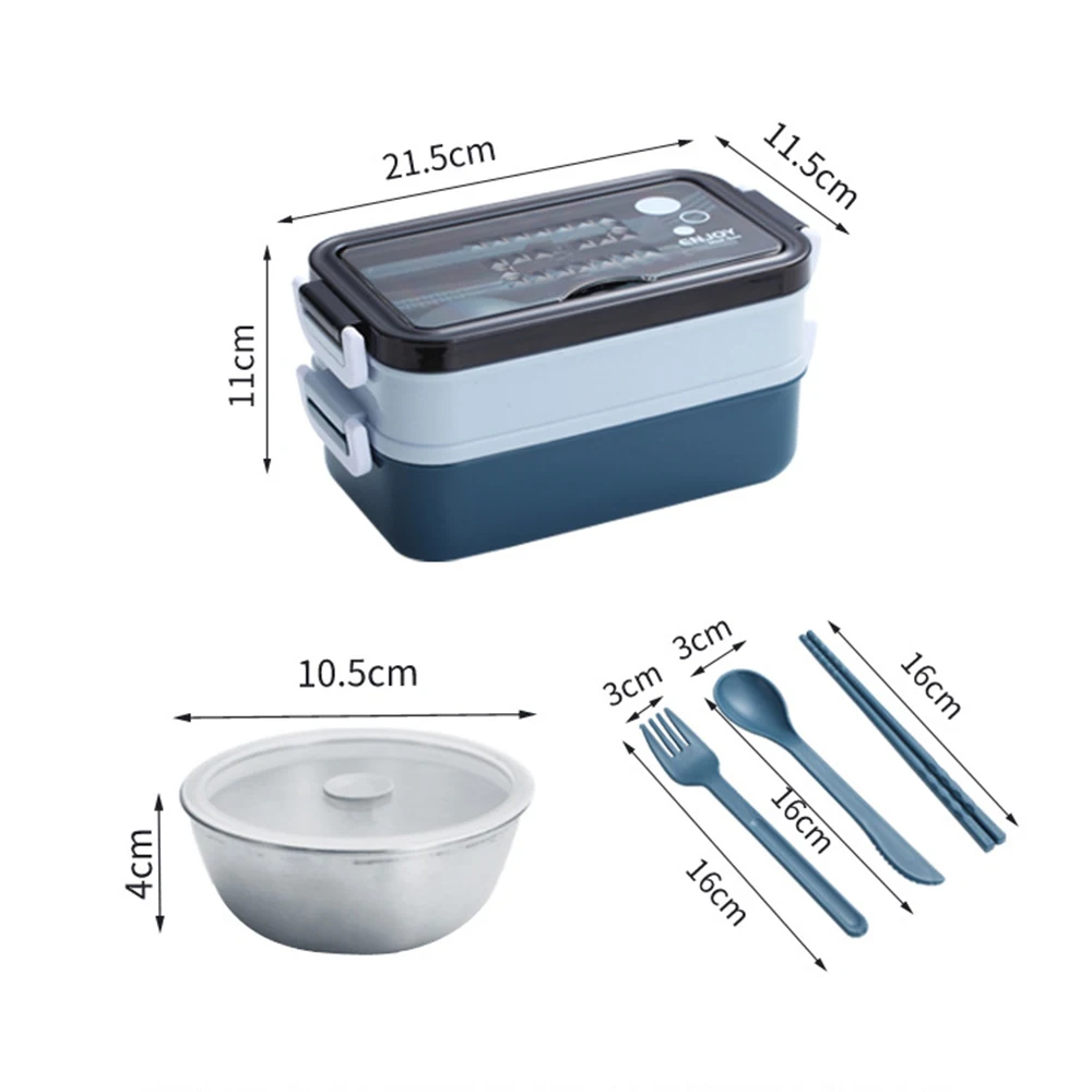 Insulated Lunch Box With Cutlery Bento Box With Soup Bowl For Student Office Worker Double-layer Lunch Food Storage Container
Insulated Lunch Box With Cutlery Bento Box With Soup Bowl For Student Office Worker Double-layer Lunch Food Storage Container
