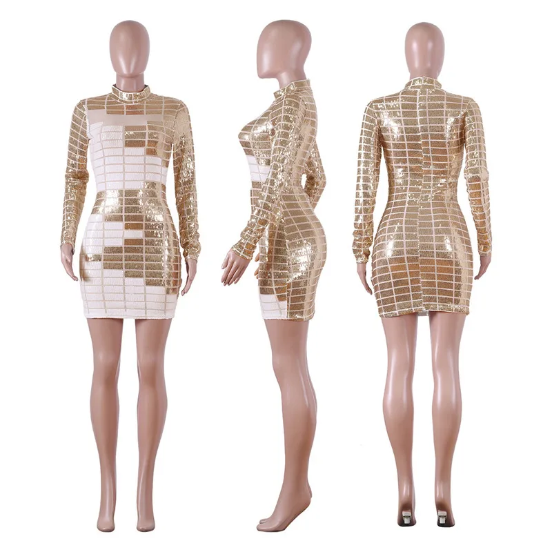 Women Elegant Sequins Party Dress Autumn Sexy O-Neck Skinny Dress Office Lady Patchwork Long Sleeve Mini Pencil Dresses Vestidos
Women Elegant Sequins Party Dress Autumn Sexy O-Neck Skinny Dress Office Lady Patchwork Long Sleeve Mini Pencil Dresses Vestidos
