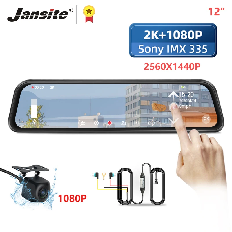 Jansite 12" 2K+1080P Car DVR Touch Screen Ultra HD Stream Media Dash cams WDR Time-lapse video 2560X1440P Recorders rear camera
Jansite 12" 2K+1080P Car DVR Touch Screen Ultra HD Stream Media Dash cams WDR Time-lapse video 2560X1440P Recorders rear camera
