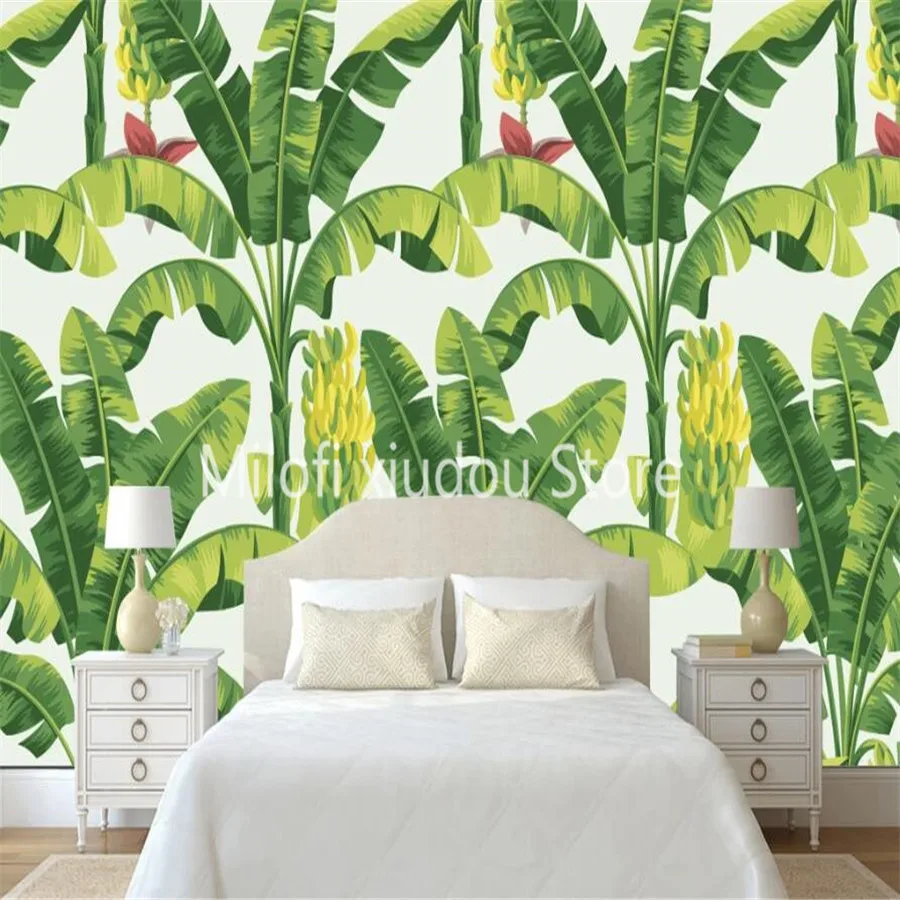 

Milofi пользовательские 3d Обои фреска растение из тропического леса банановый лист пастырской гостиной фон украшение на стену живопись
