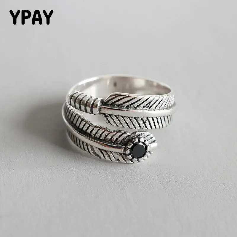 YPAY Retro Genuine 925 Sterling Silver Zircon Adjustable Ring Personality Feather Arrow Open Rings Thai Silver Jewelry YMR582
YPAY Retro Genuine 925 Sterling Silver Zircon Adjustable Ring Personality Feather Arrow Open Rings Thai Silver Jewelry YMR582