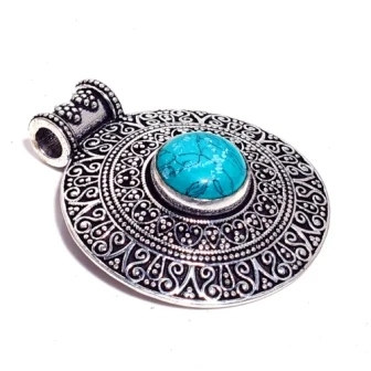 Turquoise Pendant Silver Overlay over Copper Jewelry , 47 mm, P7595
Turquoise Pendant Silver Overlay over Copper Jewelry , 47 mm, P7595