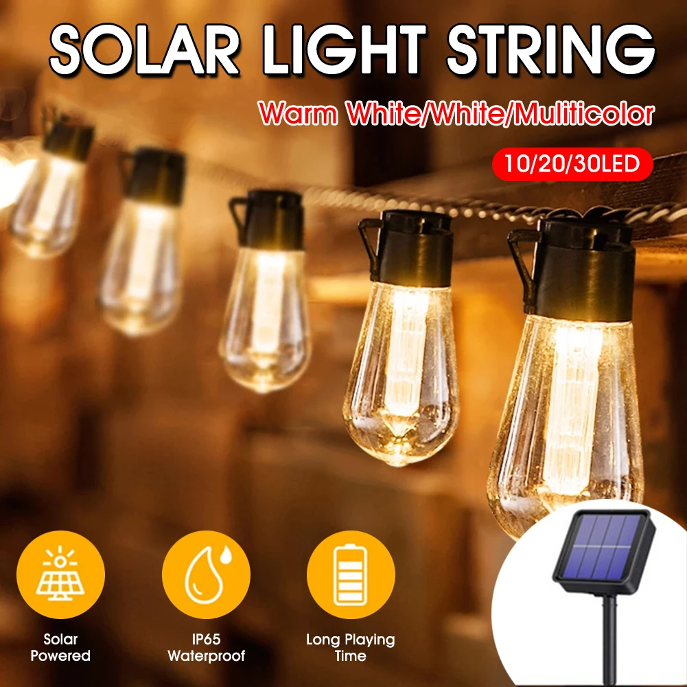 Solar LED String Light Waterproof Outdoor String Light 8 Modes with 10/20/30Pcs Plastic Bulbs Garland String Lights Home Decor
Solar LED String Light Waterproof Outdoor String Light 8 Modes with 10/20/30Pcs Plastic Bulbs Garland String Lights Home Decor