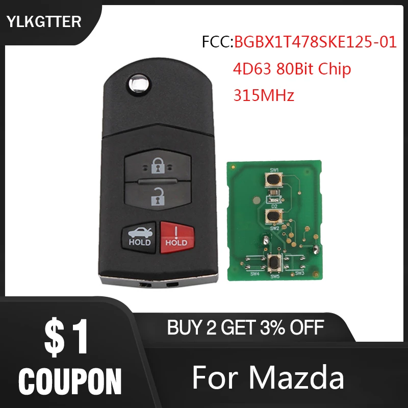 YLKGTTER 4 Button Keyless Entry Remote Key For Mazda MX-5 Miata For Mazda 3 6 For Mazda BGBX1T478SKE125-01 315Mhz 4D63 Chip
YLKGTTER 4 Button Keyless Entry Remote Key For Mazda MX-5 Miata For Mazda 3 6 For Mazda BGBX1T478SKE125-01 315Mhz 4D63 Chip