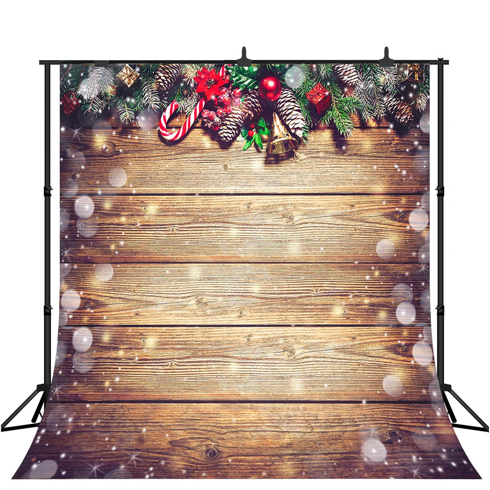 

Lyavshi Snowflake Gold Glitter Christmas Wood Wall Photography Backdrop Kids Portrait Photo Studio Booth Photobooth background