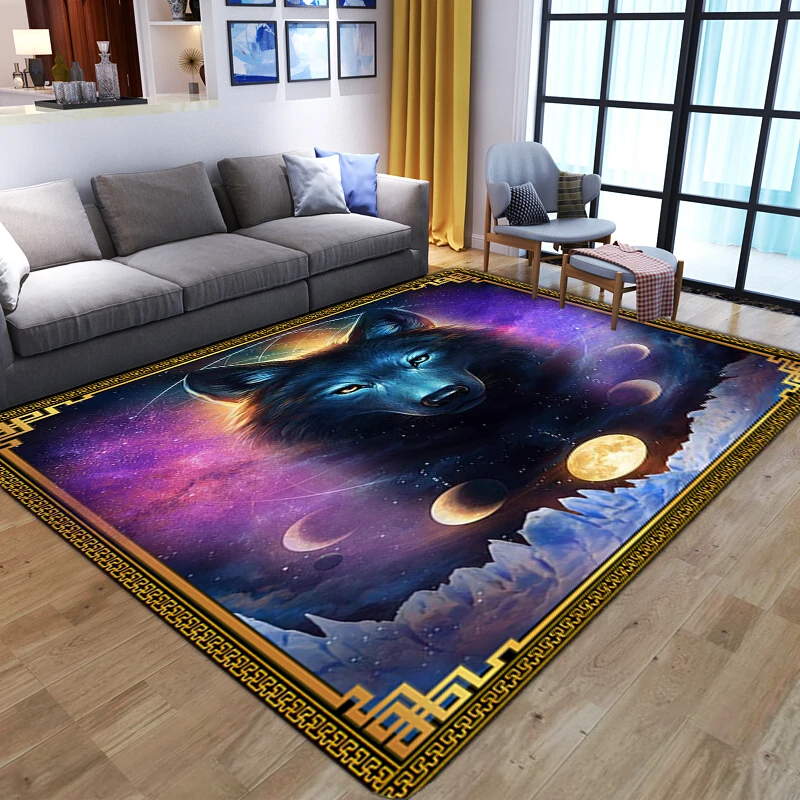 

Wolf animal 3D Printing Carpets for Living Room Bedroom Large Carpet Kid Room Mat bedside Soft Flannel Child Play Area Gift Rugs