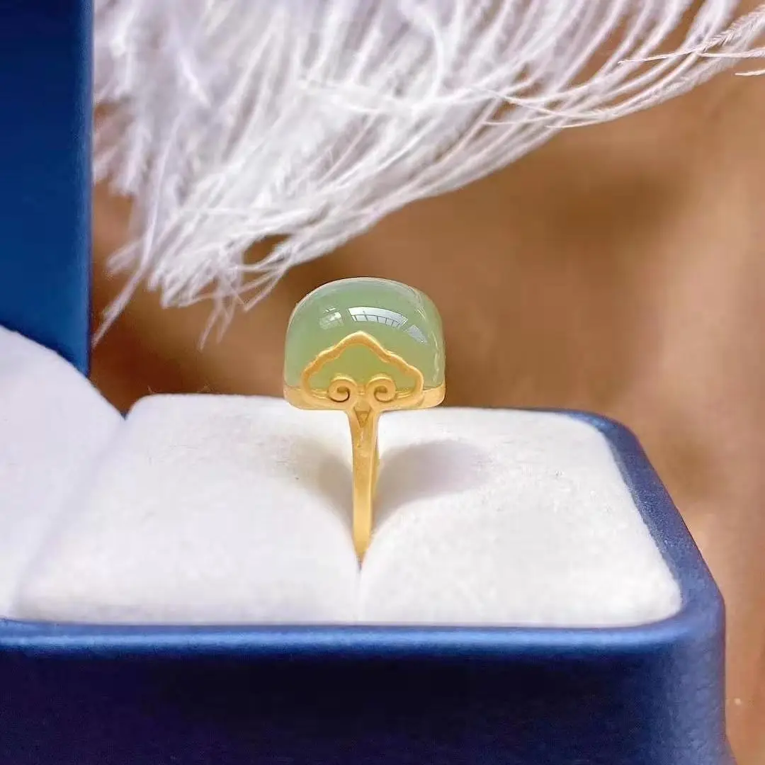 Natural Gray Jade Ring S925 Sterling Silver Hetian Jade Xiangyun Ring Women's Open Exquisite Square Gold Ring
Natural Gray Jade Ring S925 Sterling Silver Hetian Jade Xiangyun Ring Women's Open Exquisite Square Gold Ring