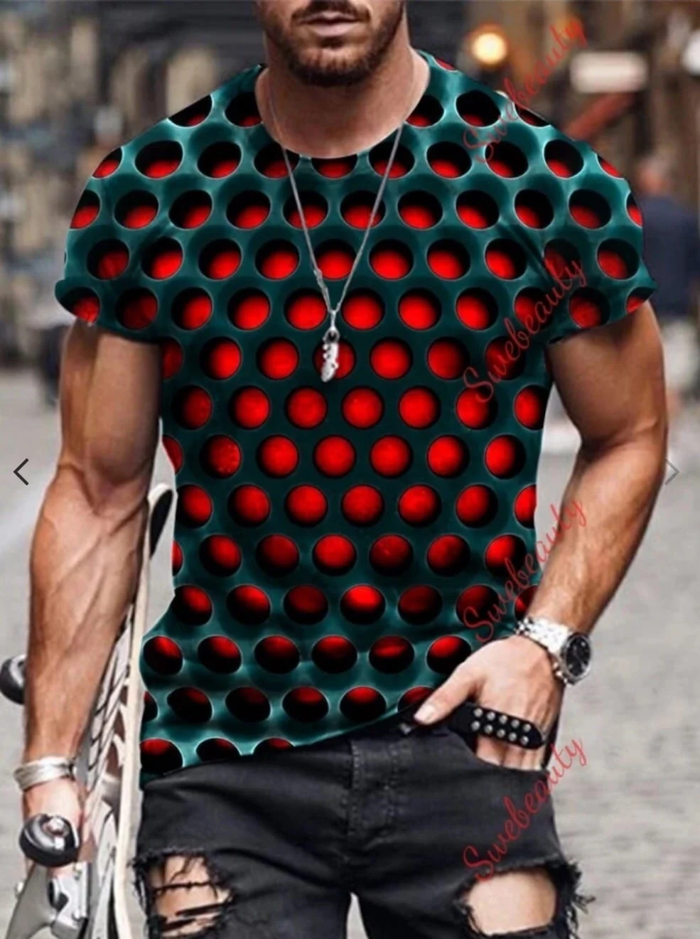 New Style Red Hole Graphic T-shirt for men Fashion Summer handsome Streetwear 3D Printing hole Top Cool Short sleeved T shirt
New Style Red Hole Graphic T-shirt for men Fashion Summer handsome Streetwear 3D Printing hole Top Cool Short sleeved T shirt