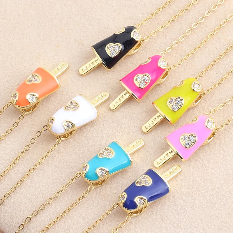 2021 New Summer Fashion Jewelry Heart Zircon Ice Cream Pendant Charms Candy Neon Enamel Colorful Necklace For Women Girl Gift
2021 New Summer Fashion Jewelry Heart Zircon Ice Cream Pendant Charms Candy Neon Enamel Colorful Necklace For Women Girl Gift