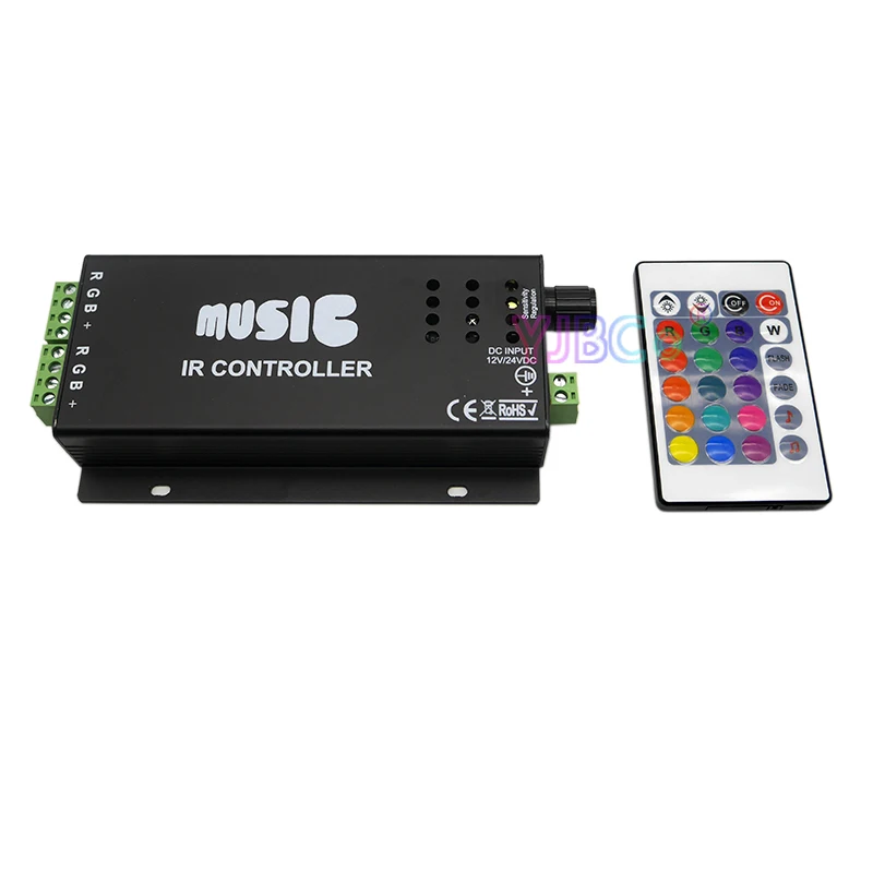 2017 best price Music 2.4G RGB Controller DC 12V 24V Sound Sensitive dimmer with 24 Keys IR wireless Remote for LED Strip Light
2017 best price Music 2.4G RGB Controller DC 12V 24V Sound Sensitive dimmer with 24 Keys IR wireless Remote for LED Strip Light
