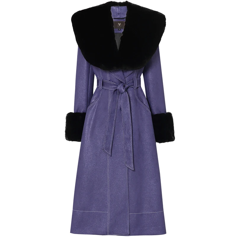 New arrival winter fashion suede thicken long overcoat women fur stitching warm belted temperament slim outwear
New arrival winter fashion suede thicken long overcoat women fur stitching warm belted temperament slim outwear