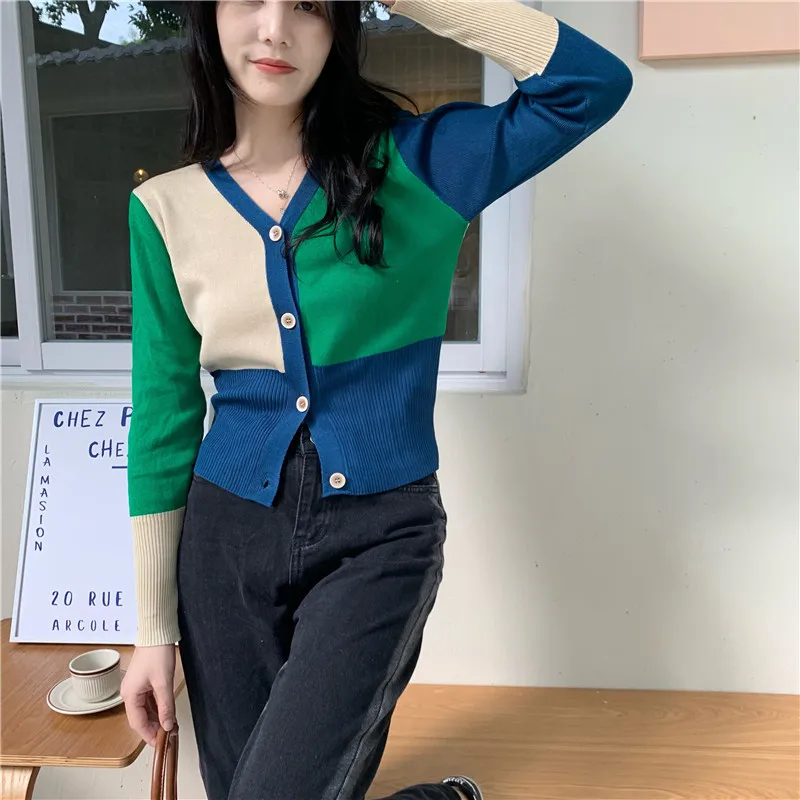 Spring/Autumn Women's Sweater New Fashion Casual Long Sleeve Splicing Slim Stretch Cotton Cardigan Top Houthion
Spring/Autumn Women's Sweater New Fashion Casual Long Sleeve Splicing Slim Stretch Cotton Cardigan Top Houthion