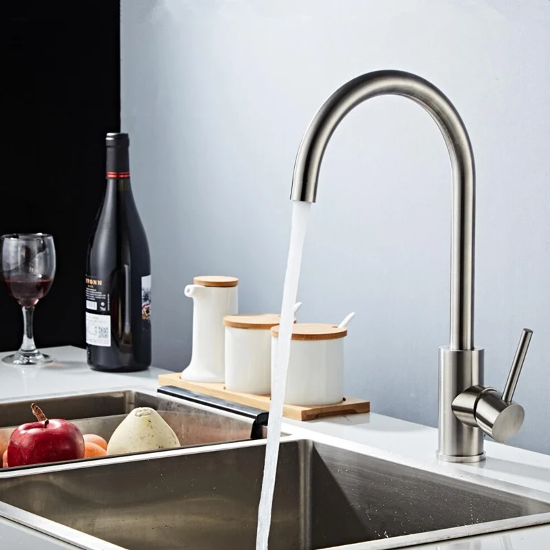 304 stainless steel Single Handle Single Hole Kitchen Faucet Mixer Sink Tap Kitchen Faucet Modern Hot and Cold Water Kitchen Tap 
304 stainless steel Single Handle Single Hole Kitchen Faucet Mixer Sink Tap Kitchen Faucet Modern Hot and Cold Water Kitchen Tap