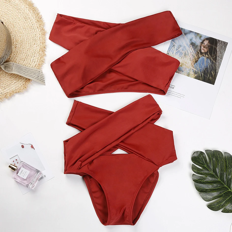 Sexy Bikinis 2020 Swimwear Women High Waist Bikini Set Collar Cross Bandage Swimsuit Swimming Bathing Suit Maillot De Bain Femme
Sexy Bikinis 2020 Swimwear Women High Waist Bikini Set Collar Cross Bandage Swimsuit Swimming Bathing Suit Maillot De Bain Femme
