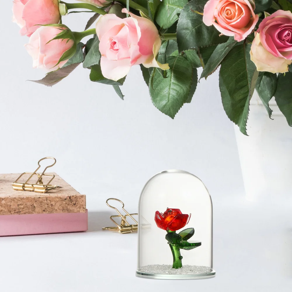 Glass Dome Preserved Flower Bouquet Sculpture Crystal Rose Flower Ornament 
Glass Dome Preserved Flower Bouquet Sculpture Crystal Rose Flower Ornament