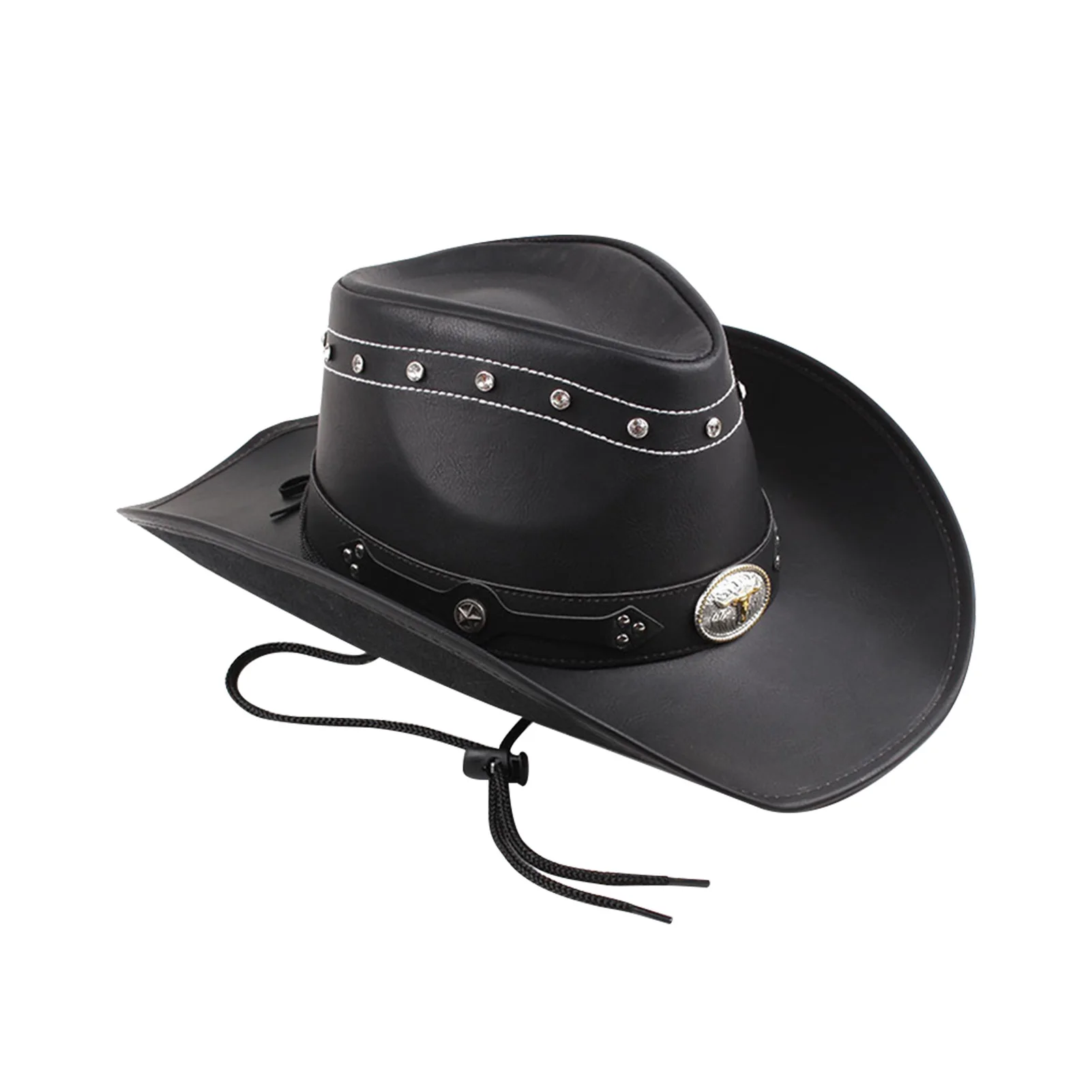 Men Diamond Fashion Cowboy Hat Wide Brim Sombrero Pinch Front Anti UV Dad Soft Gift Vintage Party PU Leather With Chin Cord
Men Diamond Fashion Cowboy Hat Wide Brim Sombrero Pinch Front Anti UV Dad Soft Gift Vintage Party PU Leather With Chin Cord