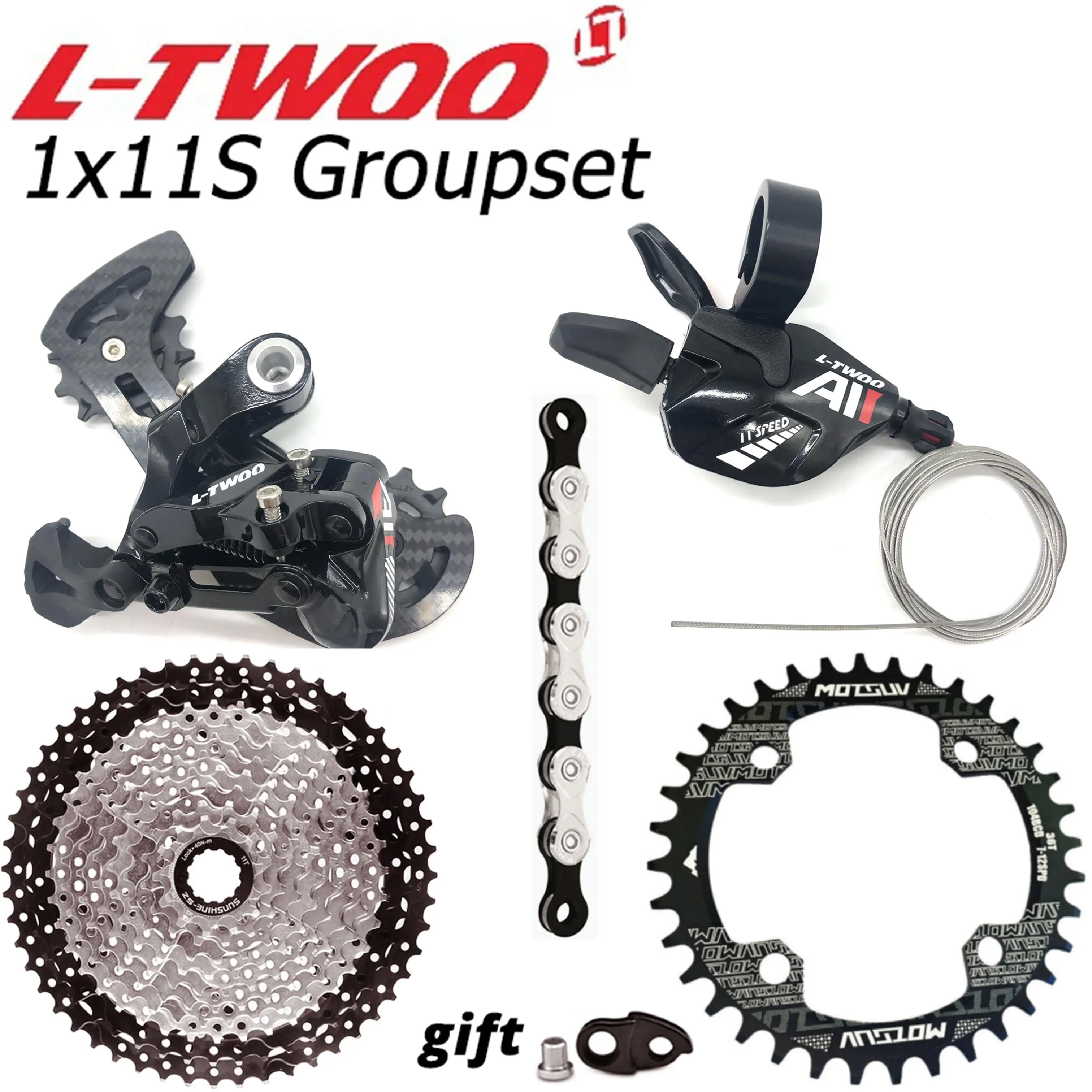 LTWOO AT11 1X11S Groupset 11 Speed Shift lever Derailleur SUNSHINE Cassette 46T 50T 52T KMC X11 Chain 104BCD Chainring 32-38T
LTWOO AT11 1X11S Groupset 11 Speed Shift lever Derailleur SUNSHINE Cassette 46T 50T 52T KMC X11 Chain 104BCD Chainring 32-38T