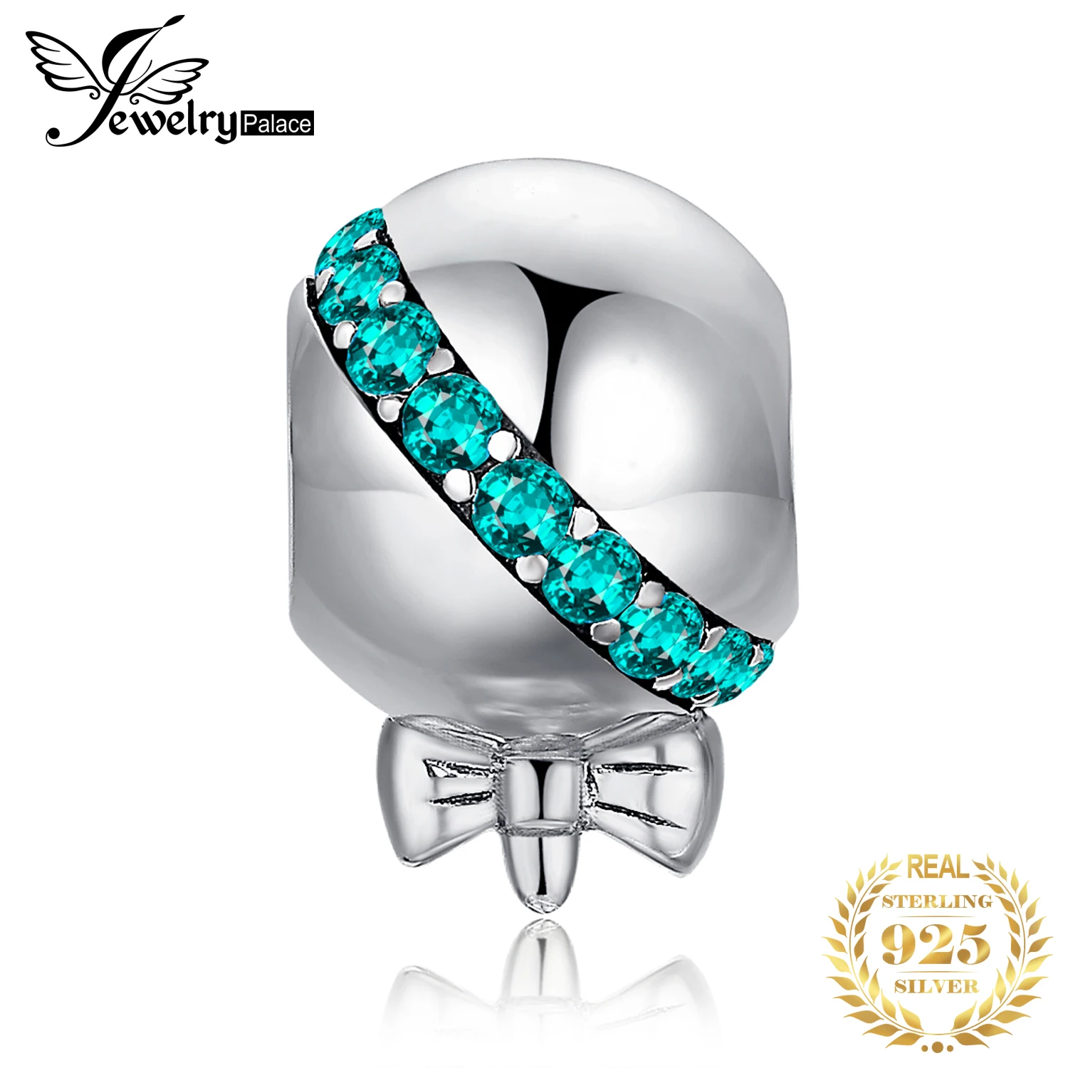 JewelryPalace 925 пробы серебро океан Романтика голубой фианит Шарм бисер Fit Браслеты для