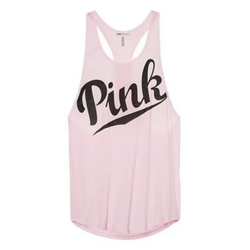 Женская Повседневная футболка без рукавов топ с надписью мягкая розовая