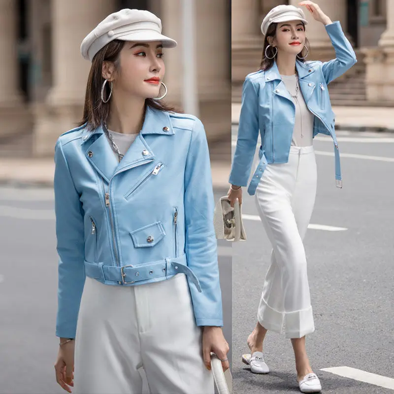 Women 's Short All -Match PU Leather Jacket , European and American Slim -Fit Motorcycle Leather Jacket , 2021 Spring and Autumn
Women 's Short All -Match PU Leather Jacket , European and American Slim -Fit Motorcycle Leather Jacket , 2021 Spring and Autumn