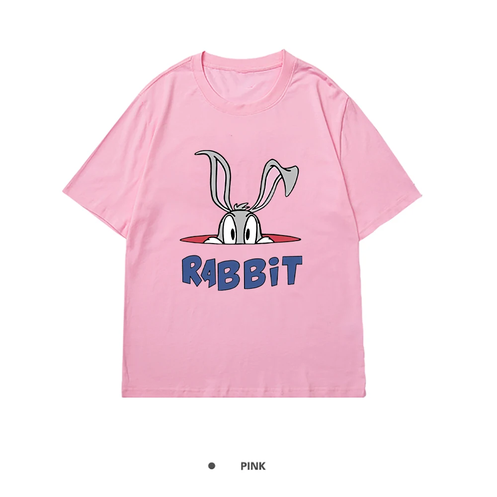 Женская футболка с принтом кролика Повседневная Мягкая свободная коротким