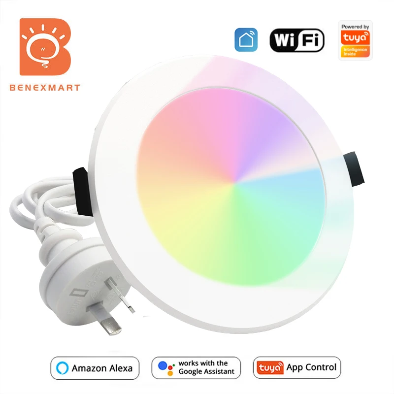 

Benexmart Tuya WiFi Smart LED Downlight with AU Plug 10W 14W RGBCW Dimmable Round Ceiling Lamp Alexa Google Home Voice Control