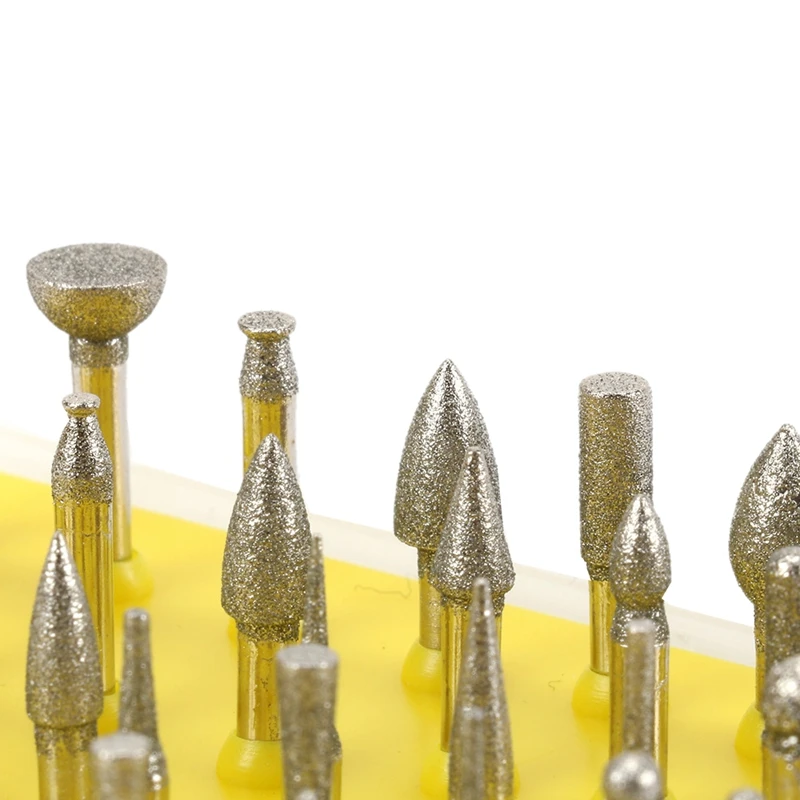 New 50Pcs Diamond Coated Grinding Grinder Head Rotary Diamond Burrs For Metalworking Stone Ceramic Glass Carbide Carving Tool
New 50Pcs Diamond Coated Grinding Grinder Head Rotary Diamond Burrs For Metalworking Stone Ceramic Glass Carbide Carving Tool