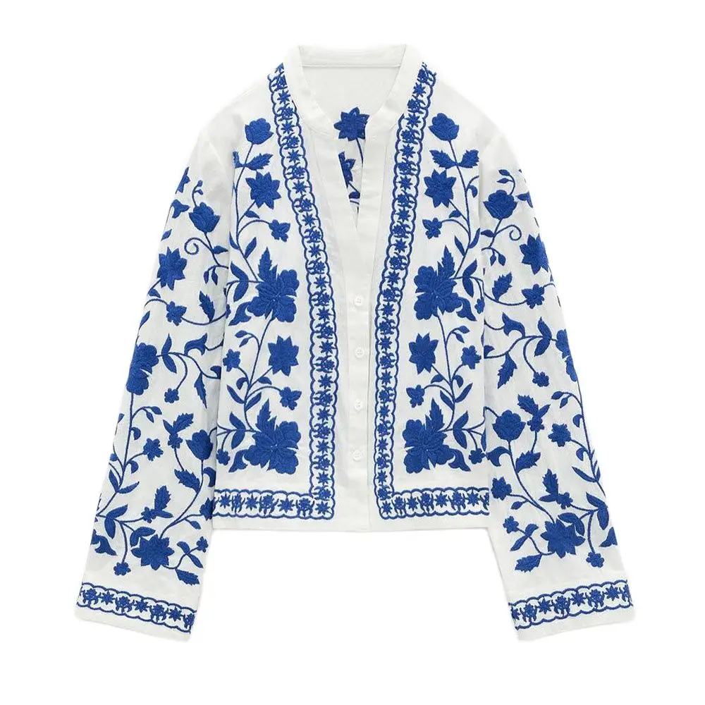 DiYiG WOMAN 2021 summer new women's long-sleeved V-neckline contrast color embroidered decorative single-breasted Shirt ZA
DiYiG WOMAN 2021 summer new women's long-sleeved V-neckline contrast color embroidered decorative single-breasted Shirt ZA