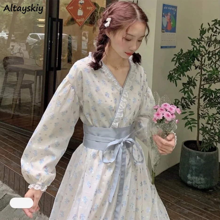 Dresses Women Spring Japanese Floral Cute Puff Sleeve Bandage Mid-calf Sweet Leisure Harajuku Soft Quality Mesh Empire Female
Dresses Women Spring Japanese Floral Cute Puff Sleeve Bandage Mid-calf Sweet Leisure Harajuku Soft Quality Mesh Empire Female