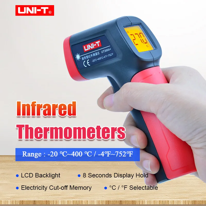 UNI-T UT300A+ MINI Infrared Thermometer Measure -20-400C Non-Contact Fast Test Industrial Digital Meter Temperature 
UNI-T UT300A+ MINI Infrared Thermometer Measure -20-400C Non-Contact Fast Test Industrial Digital Meter Temperature