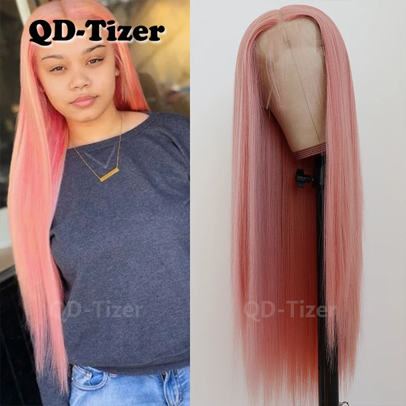 QD-Tizer 13*6 синтетические передние парики половина рук Термостойкое волокно замена