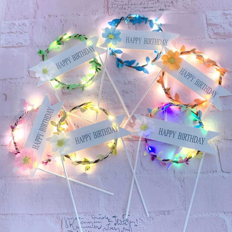 1PC LED Glowing Artificial Garland Cake Topper For Happy Birthday Party Cake Gift Decoration Daisy Flower Cake Toppers New Year
1PC LED Glowing Artificial Garland Cake Topper For Happy Birthday Party Cake Gift Decoration Daisy Flower Cake Toppers New Year