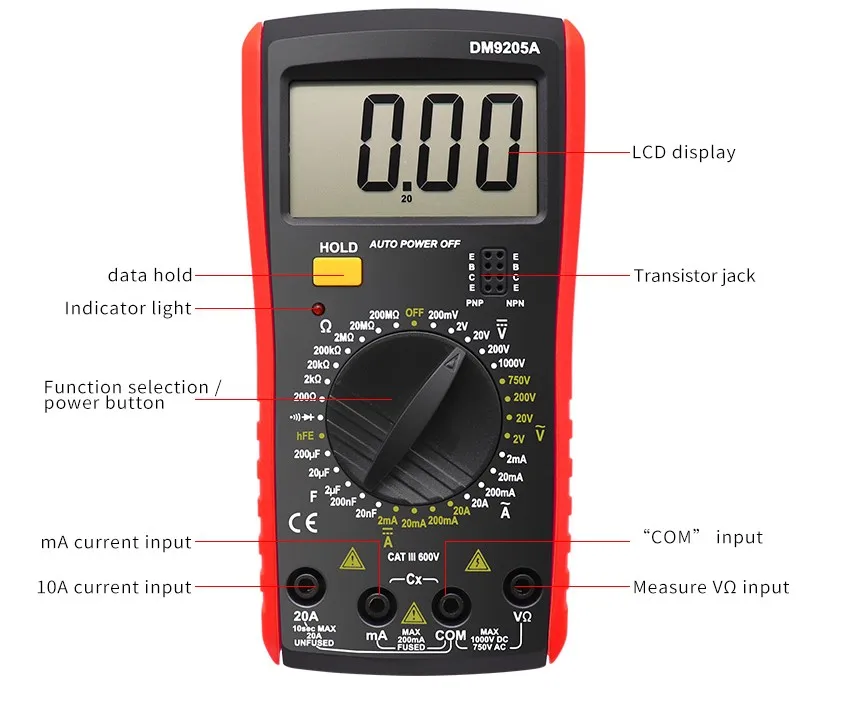 Multimeter AC DC Digital Multimeter Professional Tester Meter capacitance Voltmeter Digital LCD Display 1999 counts Meter
Multimeter AC DC Digital Multimeter Professional Tester Meter capacitance Voltmeter Digital LCD Display 1999 counts Meter