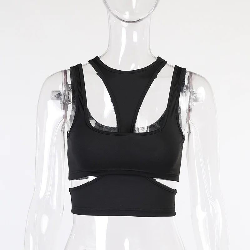 Sexy Cut Out Two Piece Crop Tops Black White Tighten The Waist Top Summer Clothes for Women Gothic Punk Streetwear Tank Top
Sexy Cut Out Two Piece Crop Tops Black White Tighten The Waist Top Summer Clothes for Women Gothic Punk Streetwear Tank Top