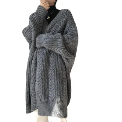 SuperAen 2021 Autumn Winter Retro Fashion V-neck Thickened Knitted Cardigan Women's Loose Twist Medium Length Sweater Coat
SuperAen 2021 Autumn Winter Retro Fashion V-neck Thickened Knitted Cardigan Women's Loose Twist Medium Length Sweater Coat