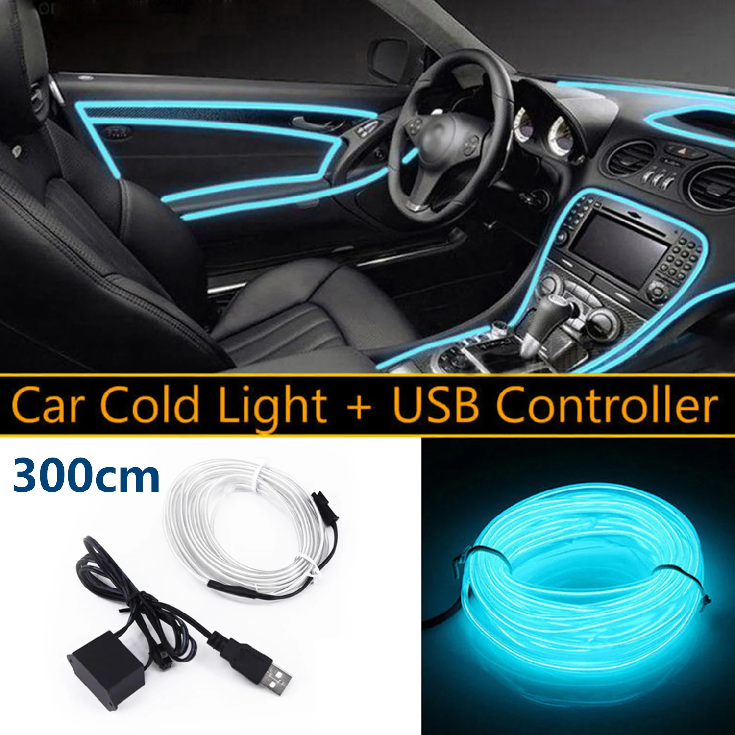 5V USB Transparent Blue LED Light Glow EL Wire String Strip Car Interior Decor Car Accessories
5V USB Transparent Blue LED Light Glow EL Wire String Strip Car Interior Decor Car Accessories