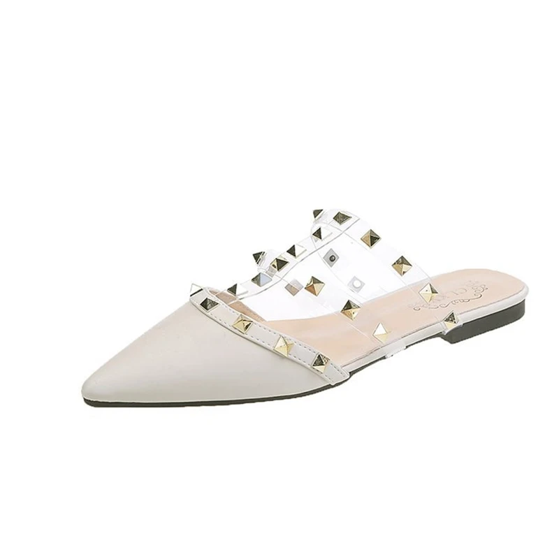 Women's shoes for outer wear 2021 new summer ladies fashion rivets pointed flat half drag slippers
Women's shoes for outer wear 2021 new summer ladies fashion rivets pointed flat half drag slippers