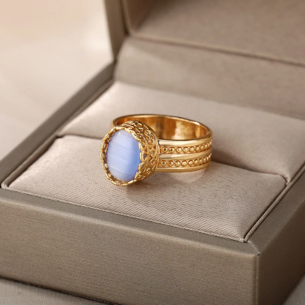 Vintage Big Round Opal Wedding Rings For Women Stainless Steel Ring Geometric Round Wide Ring Men Chunky Jewelry Bague Femme
Vintage Big Round Opal Wedding Rings For Women Stainless Steel Ring Geometric Round Wide Ring Men Chunky Jewelry Bague Femme