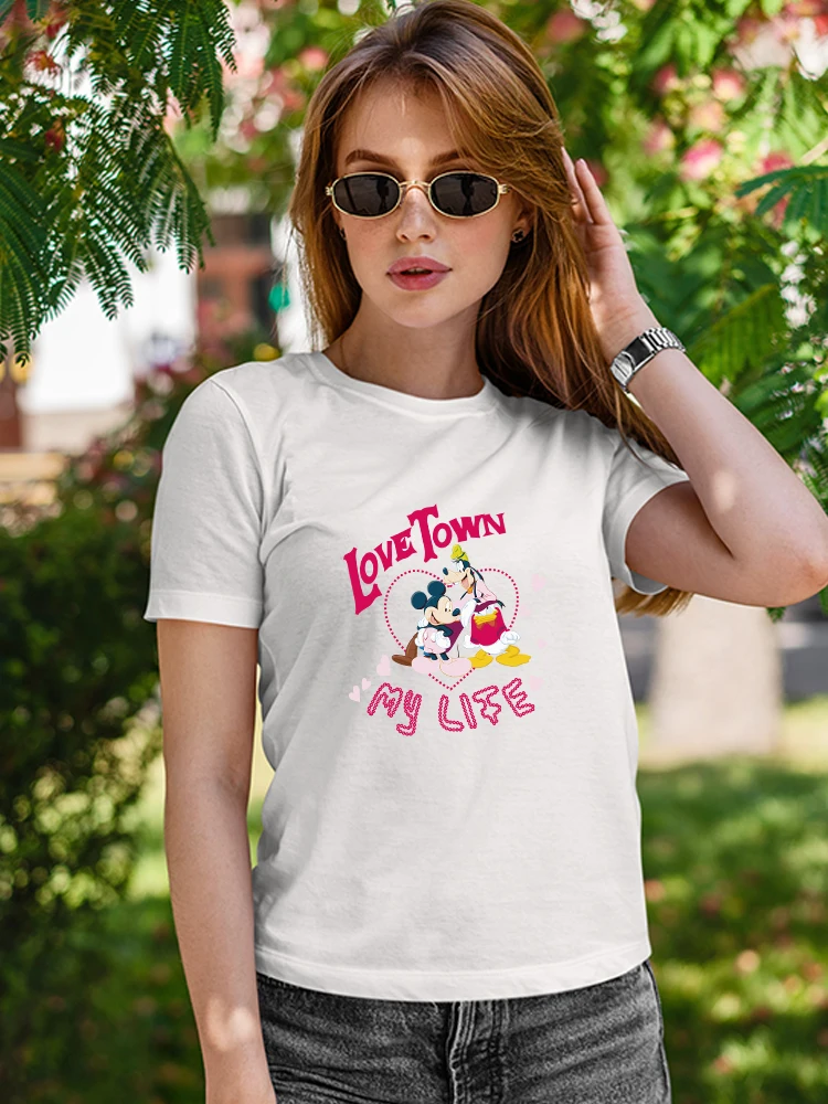 Love Town Mickey and Pluto Print Ropa Mujer Disney Fashion Summer T-shirt Streetwear Casual Aesthetic Tops Elegant Women T Shirt
Love Town Mickey and Pluto Print Ropa Mujer Disney Fashion Summer T-shirt Streetwear Casual Aesthetic Tops Elegant Women T Shirt