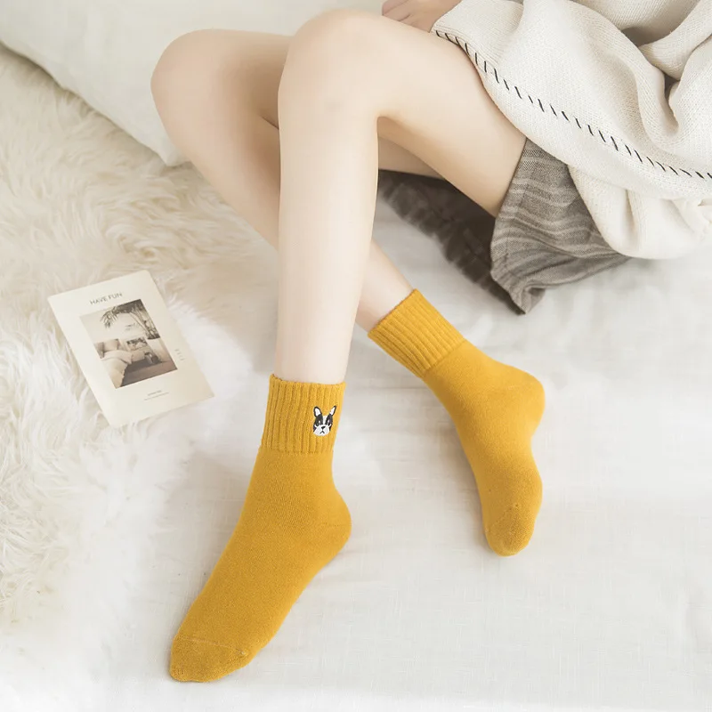 Women's animal embroidery warm socks lovely fun French bulldog cotton knitted socks
Women's animal embroidery warm socks lovely fun French bulldog cotton knitted socks
